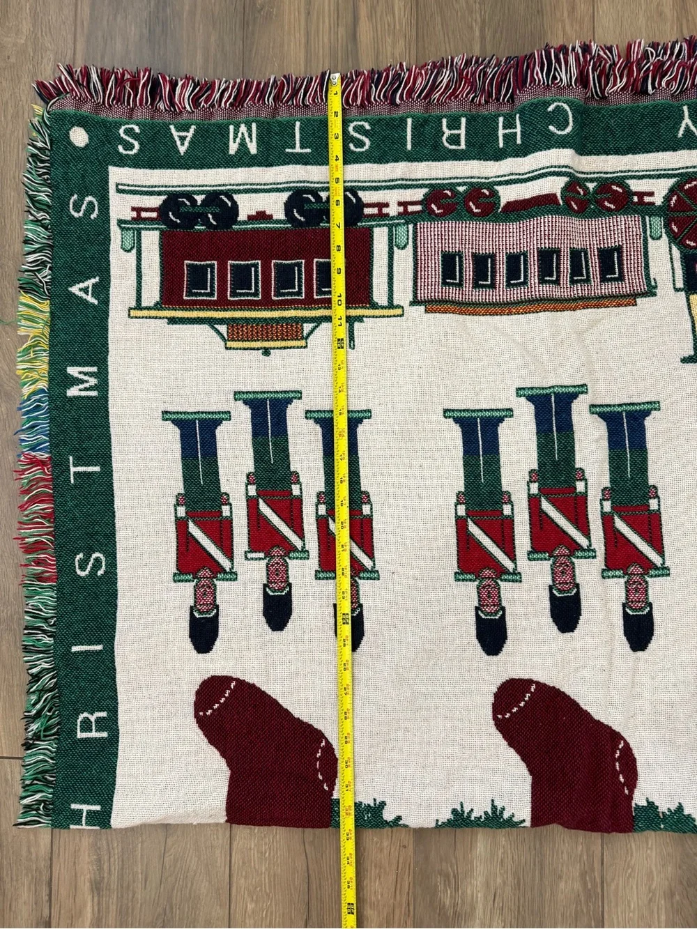 Festive Christmas Toy Train & Stocking nutcracker tapestry Throw Blanket